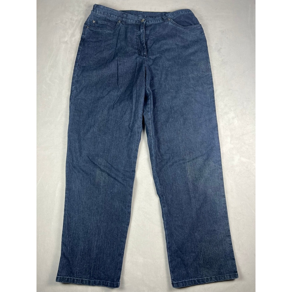 Ruby Rd Womens Dark Wash Straight Leg Denim Jeans Elastic Back Waist Size 12